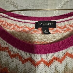 Talbots Women's Chevron Sweater in Pink, Orange, and Cream